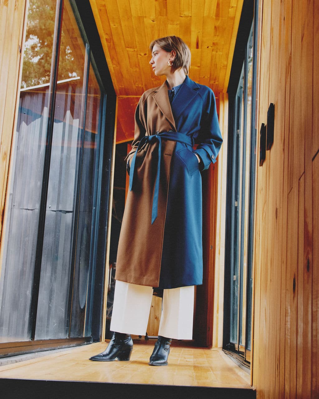 Gabán Cloe combinado oversized largo 100% lana